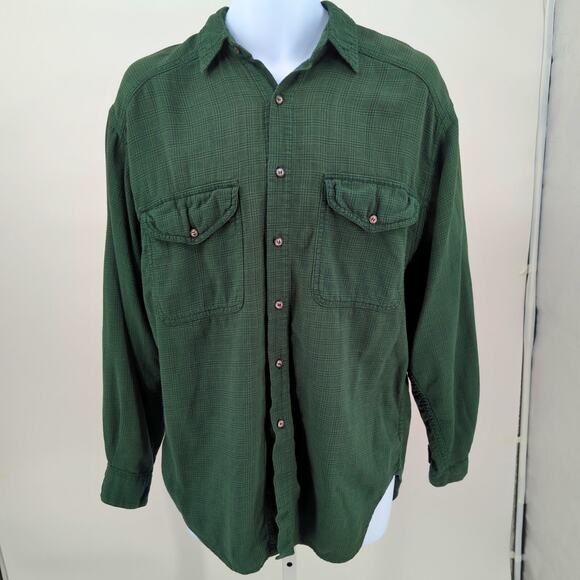 VTG Gap Shirt Mens Medium Button Up Green Plaid Flannel Cotton 90s Utility - Picture 1 of 12